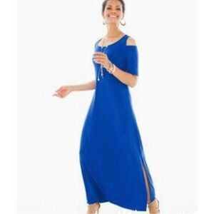 Chico's Vibrant Blue Cold Shoulder Maxi Dress